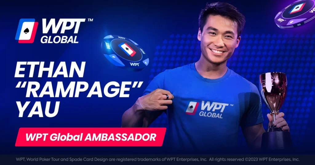 Image of Rampage, professional poker player, being sponsored by the WPT.