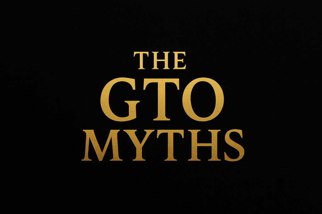 Black and gold PRB+ title image for a poker strategy article on GTO myths, featuring the headline ‘The GTO Illusion’ and the subtitle ‘Why Solvers Fail in Real Games.’”