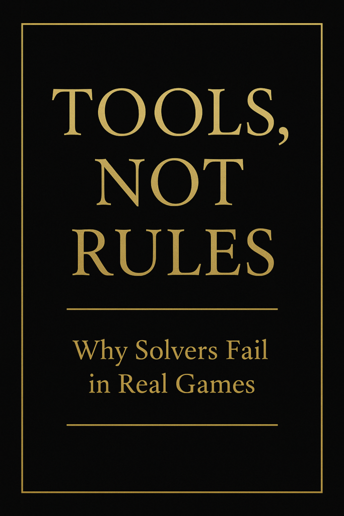 Black and gold minimalist title image reading ‘The GTO Illusion,’ used for a PokerRailbird+ article exposing common GTO myths in live poker.”