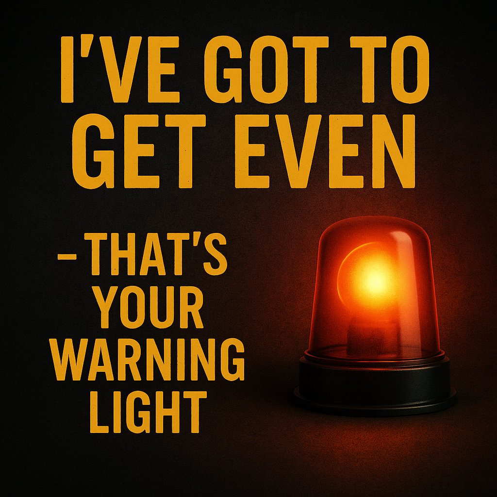 When you hear that voice in your head — “I’ve got to get even” — that’s your warning light.