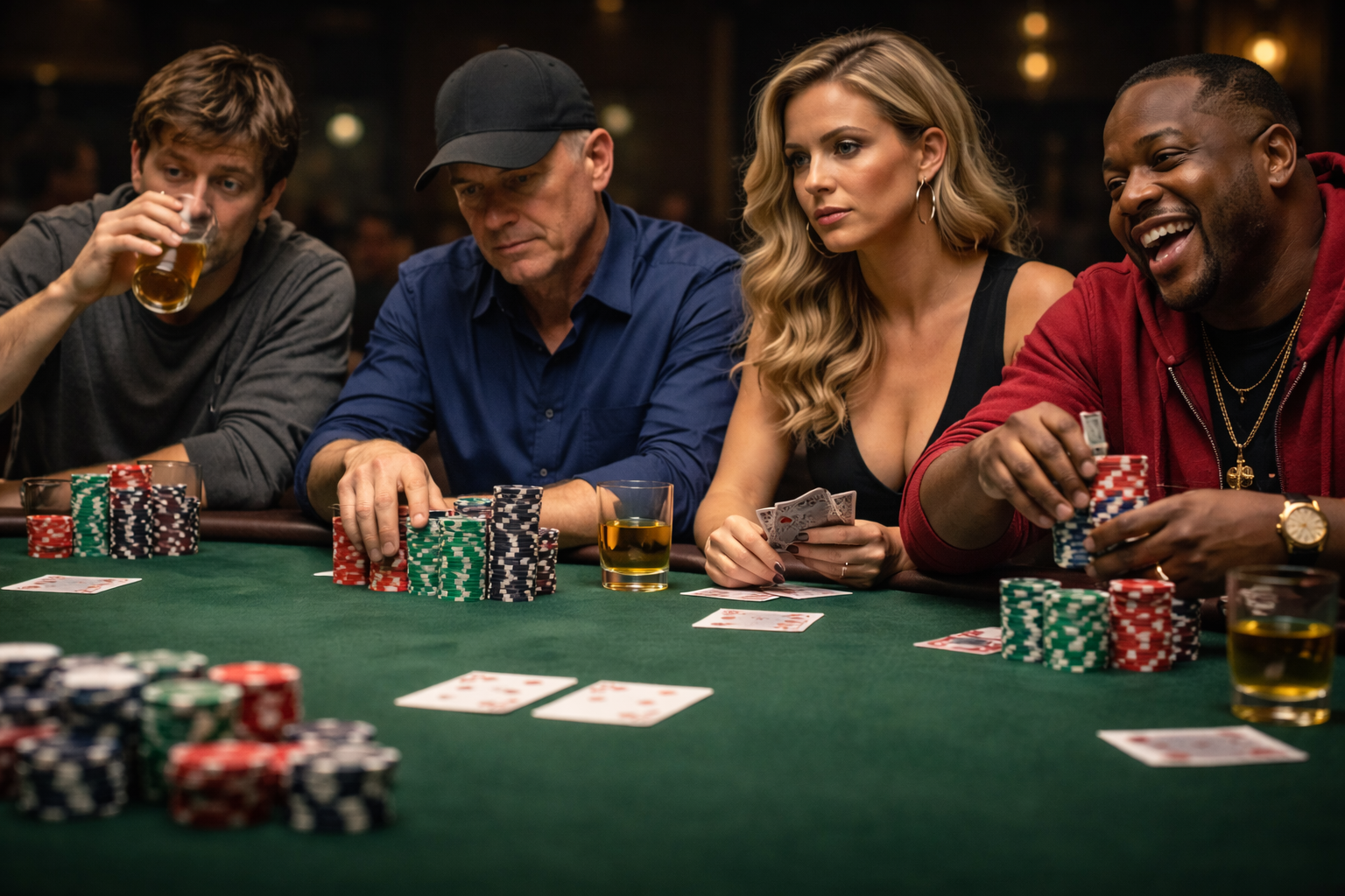 Live poker cash game with players showing different levels of awareness, discipline, and behavior, illustrating the wide variance found in live poker environments.