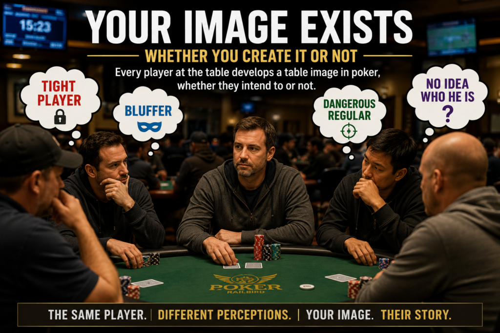 Table image in poker showing how different opponents develop different perceptions of the same player during a live poker game.
