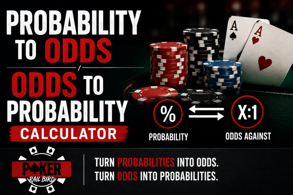 Probability To Odds Calculator for converting probability percentages to odds against and odds against back to probability.