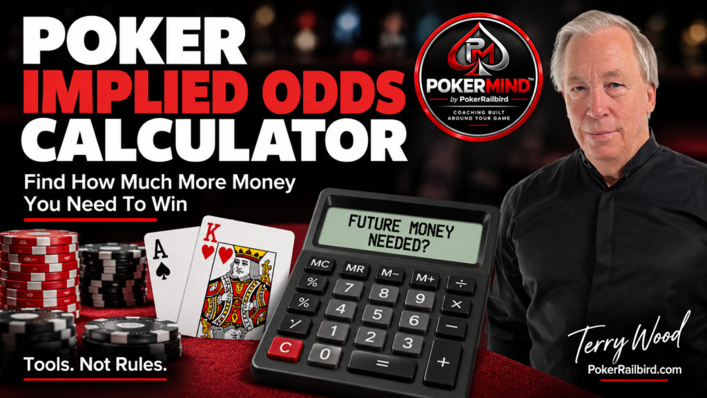 Poker Implied Odds Calculator for determining how much additional opponent money is needed on future streets to justify a poker call.