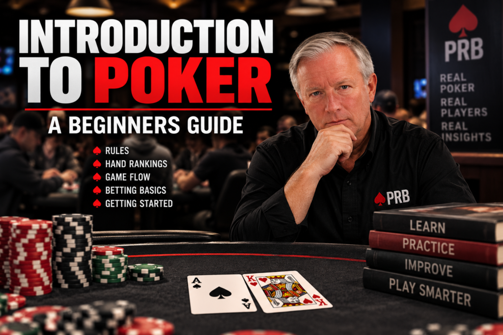 Introduction to Poker beginner’s guide covering poker rules, hand rankings, game flow, betting basics, and getting started at the poker table.