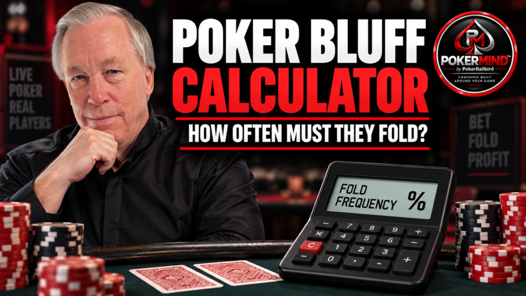 Alt Text: Poker Bluff Calculator showing the break-even fold frequency needed for a poker bluff to be mathematically profitable.
